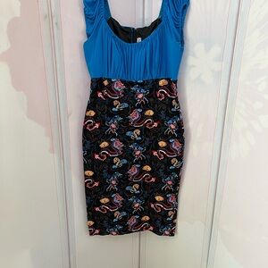 Pinup Couture Blue and Black Midi Dress